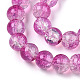 Brins de perles de verre peintes à cuisson craquelée transparente DGLA-T003-01B-09-3
