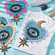 AHADERMAKER 4Pcs 4 Colors Heart with Evil Eye & Moon & Star Pattern Cloth Computerized Embroidery Iron On/Sew On Patches PATC-GA0001-06-4