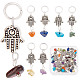 CREATCABIN 4 Sets 7 Styles Chakra Mixed Stone Chips Alloy Pendants FIND-CN0001-30-1