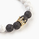 Bracelets de perles tressées en pierre de lave naturelle et howlite BJEW-JB03806-8