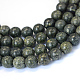 Rangées de perles rondes en dentelle serpentine naturelle / verte G-E334-10mm-14-1