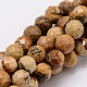 Faceted Round Natural Picture Jasper Bead Strands G-L437-35-6mm-1