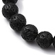 Bracelets extensibles en perles rondes en pierre de lave naturelle BJEW-JB09900-01-3