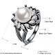 エレガントな真鍮のシェルパールの指の指輪  花  ガンメタ色  サイズ7  17.3mm RJEW-BB23131-7-6