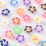 Ручной полимерной глины 3 d цветок Плюмерия шарики, разноцветные, 12x8 мм, отверстие : 1.6~2 мм
