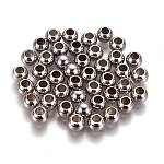 304 Edelstahl-Abstandhalter-Perlen, Runde, Edelstahl Farbe, 6x5 mm, Bohrung: 3 mm