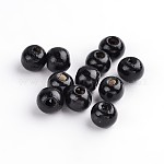 Des perles en bois naturel, rondelle, sans plomb, teinte, noir, perles: 8 mm de diamètre, Trou: 3 mm