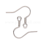 304 Stainless Steel Earring Hooks, Ear Wire, with Horizontal Loop, Stainless Steel Color, 17~19x19mm, Hole: 2mm, 21 Gauge, Pin: 0.7mm