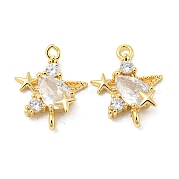 Brass Pave Clear Cubic Zirconia Connector Charms KK-H460-19G