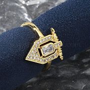 Кольца-манжеты для пальцев с микропаве из прозрачных кубических цирконий из латуни для женщин RJEW-U033-10G