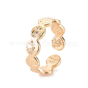 Textured Flat Round Brass Cuff Rings for Women KK-S356-572-NF