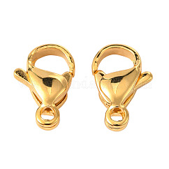 Fermoirs mousquetons en acier inoxydable 304, fermoirs à gâchette de perroquet, polissage manuel, véritable 24k plaqué or, 11x7x3.5mm, Trou: 1mm