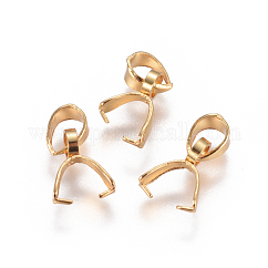 PVD-Vakuumbeschichtung 304 Edelstahl-Eispickel-Klemmbügel, langlebig plattiert, golden, 9x2.5 mm, Bohrung: 3.5x5 mm, Stift: 0.4x0.7 mm