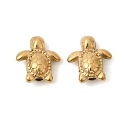 Perlas de acero inoxidable 304, tortuga, revestimiento de iones (ip), dorado, 10.5x9.5x4.5mm, agujero: 1.2 mm