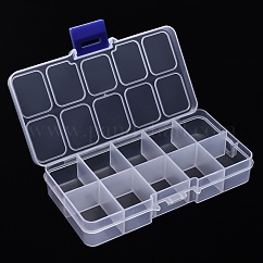 Contenitore di plastica perline, Scatole organizer a 10 scomparto, rettangolo, chiaro, 13x6.5x2.3cm, Vano: 2.9x2.3x2.1 cm