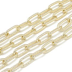 Chaînes de câbles en aluminium, texturé, non soudée, ovale, or clair, 16x8x2mm