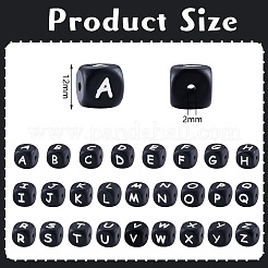 20 pz cubo nero lettera perline di silicone 12x12x12mm dadi quadrati alfabeto perline con 2mm foro distanziatore lettera allentata perline per collana braccialetto creazione di gioielli&nbsp;JX433T