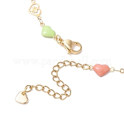 304 Edelstahl Emaille bunte Herz Gliederkette Halsketten für Frauen&nbsp;NJEW-JN05165