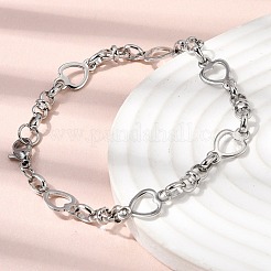 Schmucksets aus Herzgliederkette und Armband aus Edelstahl 304&nbsp;SJEW-L199-08P
