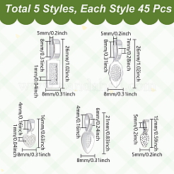 225 pièce de 5 styles de bélières plates à coller de style tibétain&nbsp;TIBEP-GA0001-04B