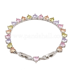 Bracciali da tennis in ottone color platino con micro pavé di zirconi cubici&nbsp;BJEW-B160-01P-01