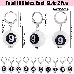 Rotondo con decorazioni pendenti in silicone con numeri neri&nbsp;HJEW-SC00059