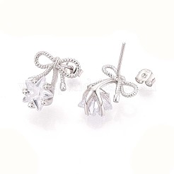 925 Ohrstecker aus Sterlingsilber mit Mikropavé und klaren Zirkonia-Schleifen und Stern&nbsp;STER-N016-79P