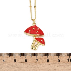 Collane con ciondolo in smalto e mattoni refrattari in ottone per donna&nbsp;NJEW-U042-01B-G