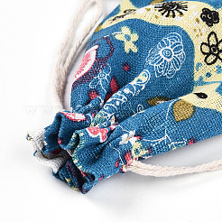 Beutel aus Polycotton (Polyester-Baumwolle) mit Blumen- und Hirsch-Aufdruck&nbsp;ABAG-T004-10x14-37