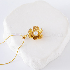 3 collar con colgante de flor de perla de imitación pavé de acero inoxidable para mujer&nbsp;SX1880