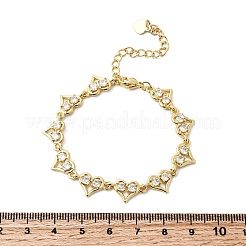 Herz-Messing-Mikropflaster-Zirkonia-Gliederkettenarmbänder&nbsp;BJEW-L715-01G-01