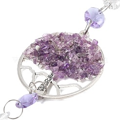Lebensbaum-Sonnenfänger aus natürlichen Amethystsplittern und Glaskristall&nbsp;HJEW-E013-07P