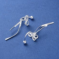 999 Ohrstecker aus feinem Silber mit Schleife&nbsp;EJEW-P296-18S