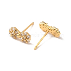 Orecchini a bottone con fiocco in zirconi chiari&nbsp;EJEW-P199-01G