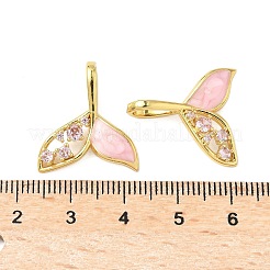 Messing Micro Pave klare Zirkonia Muschel Anhänger&nbsp;KK-B139-17G-02