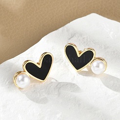Aretes de latón con forma de corazón&nbsp;EJEW-C141-01G