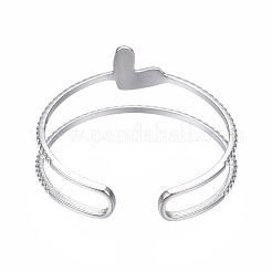 Bague ouverte en acier inoxydable 304 anti-ternissement en forme de cœur&nbsp;X-RJEW-T023-73P