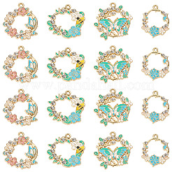 16 pièces 4 styles pendentifs en émail en alliage de placage de rack&nbsp;ENAM-TA0002-56
