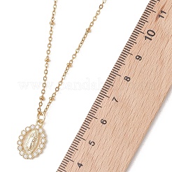 Colgante de la Virgen María con micropavé de latón y circonita cúbica transparente&nbsp;NJEW-JN05988