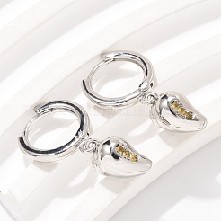 Latón cúbicos pendientes de aro zirconia&nbsp;EJEW-Q015-01P-F