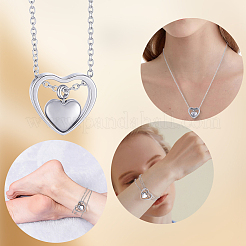 1 pezzo di collana per ceneri con ciondolo a forma di cuore in acciaio inossidabile 304&nbsp;NJEW-CN0001-19P