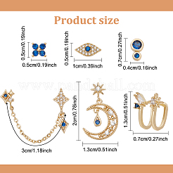 6pcs 6 estilo flor y cuadrado y estrella y luna aretes de circonio cúbico&nbsp;EJEW-AN0003-31
