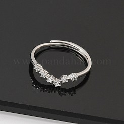 Anillos ajustables de circonita cúbica transparente con micro pavé de plata de ley chapada en rodio de constelaciones para mujer&nbsp;RJEW-P130-01P-D