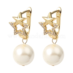 Pendientes colgantes de aro de latón con micro circonitas cúbicas.&nbsp;KK-CBA8324-21G
