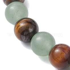 Braccialetti elasticizzati rotondi con perline di avventurina verde naturale e occhio di tigre da 8.5 mm per donna uomo&nbsp;BJEW-JB10435