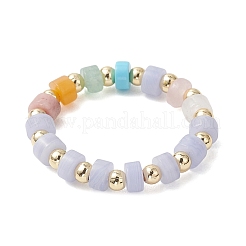 3 Stück Edelstein-Scheibenperle mit Messing-Fingerringen&nbsp;RJEW-JR00985-02