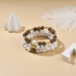 Ensemble de bracelets extensibles en bois de wengé naturel et roche de lave et howlite synthétique de 3 pièces 3 styles&nbsp;BJEW-JB08508