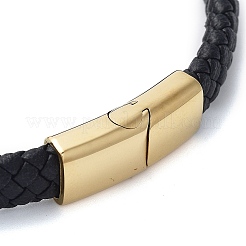 Geflochtene Armbänder aus schwarzem PU-Leder für Herren&nbsp;BJEW-K243-61G