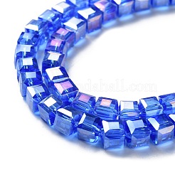 FilI di perline in vetro placcato&nbsp;LS-EGLA-R030-6x6mm-12