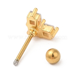 Messing Micro Pave klare Zirkonia Ohrstecker&nbsp;LS-EJEW-L265-07G